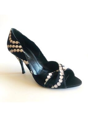 Vintage Hollywould Satin Peep Toe Pumps